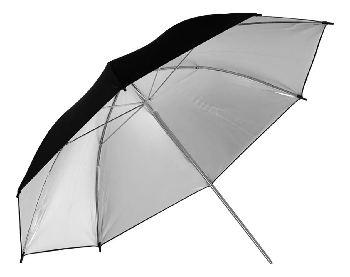 Sombrilla para flash fotografía color Negro Y Plata de 83cm