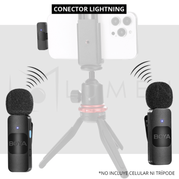 Micrófono Inalámbrico BOYA BY-V2 Duo para iPhone o iPad